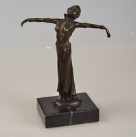 ART DECO SKULPTUR BRONZE FRAU TÄNZERIN 