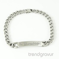 Edelstahl-Armband mit kostenloser Gravur, Panzer-Armband hochglänzend  unisex