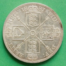 1887 - Queen Victoria - Silver Double Florin Arabic I for the date - Sno40403.