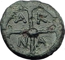 AKANTHOS in MACEDONIA 400BC Athena Wheel Authentic Ancient Greek Coin i59420