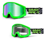 100% Strata Brille 2016 Crafty Lime Grün Verspiegelt Klar MX Motocross Kawasaki