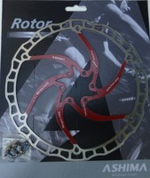 Ashima Fahrrad Bremsscheibe ARO-08 203mm rot 6-Loch Standard + Schrauben