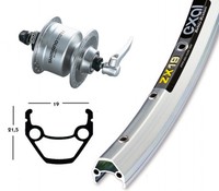 Laufrad 28" Exal ZX19 Shimano Nabendynamo DH3N72 silber