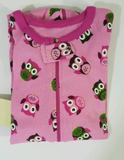 New Baby Girl Infant 12-18 Mths LEVERET Pink Owl Footed Zip 100% Cotton Sleeper