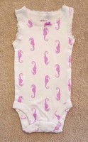 CARTER'S NEWBORN PURPLE SEAHORSE LACE TANK BODYSUIT ADORABLE REBORN