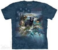 Gr. M Blau Adler Wolf Animal T Shirt The Mountain Amerika USA Bär 103711