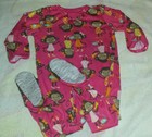 EUC girls 18 months Carter's 1 PC pink long sleeve footed zip up MONKEY pajamas
