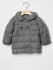 GAP Baby Girl Size 6-12 Months Gray Herringbone Quilted Puffer Jacket Pea Coat