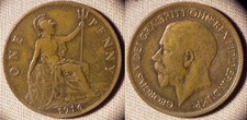 Great Britain : 1916 1 P Au Luster, Weak Struck #810 Ir1856