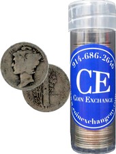 Roll of 50 $5 Face 90% Silver Mercury Dimes Partial/No Date