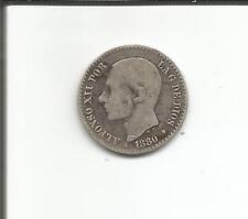 Spain 50 Cents Alfonso Xii 1880. Silver Coin. F Condition. 4Rw 25 Ago