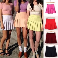 Neu Damenmode Faltenrock Kurz Rock Minirock Freizeit Party Kurz Skirt Retro Rock
