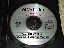 Akai Gx-270D Ss Reel To Reel Tape Deck Operator'S & Service Manual On A Cd