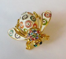 Joan Rivers Bumble Bee Rhinestones Evil Eye Pin Brooch