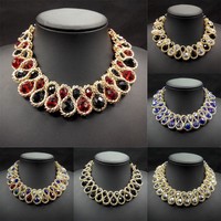 2016 Elegant Strass Halskette Kette Kragen Kristall Collier Damen Neu Schmuck