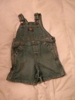 EUC Pair OshKosh B'gosh Medium Denim Jean Bib Shorts Overalls-18 mo-free ship 