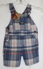 NWT OSHKOSH B'GOSH LITTLE BOY'S TODDLER 12 MO BLUE ORANGE PLAID OVERALL SHORTS!