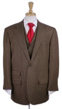 * POLO * Ralph Lauren Corneliani Brown Check Tweed Wool-Cashmere 3-Pc Suit 44R