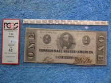 T-62, 1863 $1 Confederate States of America Pcgs Cu 62, Take a Look Now, Look!