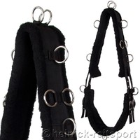 Heinick Qualitäts Longiergurt Webpelz ~ Schwarz ~ Pony viele Ringe