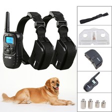 300 Yard Hunting Lcd 100Lv Level Shock Vibra Remote Pet 2 Dog Training Collar