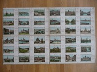 Alter Spielplan mit 36 alten Stadtansichten Photochromdruck ca. 1900