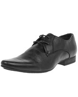 Mens Black Perforated Lace Up Block Heel Wedding Smart Formal Shoes