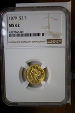 1879 $2 1/2 gold Liberty Head Ngc graded Ms 62 88,960 mintage