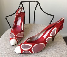 Vintage "Lamponi" cherry red, cutout slingbacks! Sz 8.5M
