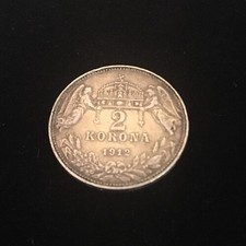 1912 Hungary 2 Korona Silver Coin (Free Shipping)