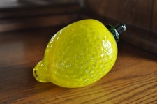 Murano Style Glass Decorative Hand Blown Lemon Yellow 4 1/2" Life Like