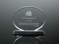 Pokal Auszeichnung "Oval" Kristall mit Wunschgravur für Sport Hochzeit Trophäe