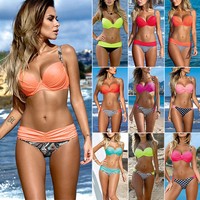 Sexy Damen Verband Bikini Badeanzug Set Padded Push-up BH Bademode Sommer Strand
