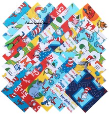 Robert Kaufman DR. SEUSS Precut 5" Fabric Cotton Quilting Squares Dr Seuss