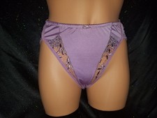 Sz L Bikini Panty- Plumb Satin Panties w/ Lace