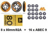 K2 FITNESS PERFORMANCE FORMULA ROLLEN 8 x 80mm/82A + 16 x K2 ABEC 9 SPEED LAGER