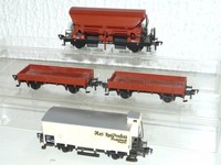 4x Fleischmann Güterwagen / 1486 Selbstentladewagen, 5310 Reichelbräu, 5011  H0