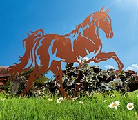 Gartenstecker Beetstecker Pferd Metall Rost NEU Gartenfigur Mustang Stecker