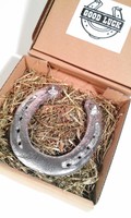 Hufeisen Echtes Hufeisen Pferdehufeisen Glücksbringer Geschenk Set *GOOD LUCK* 1