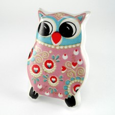8 Pink Owl Cabinet Knobs Ceramic Drawer Pulls Children's Furniture Nursery #C94