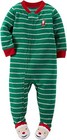 Carters Baby Boys 1-Piece Fleece Christmas PJs 12 Months, Green Stripe