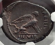 Roman Republic Julius Caesar Triumphs Silver Coin ORACLE SPHINX NGC XF i58229