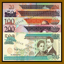 Dominican Republic 20 50 100 200 500 Pesos Oro Set, 2007-2010 Unc