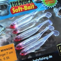 Drop Shot UV Minnow Gummiköder 7 cm "UV-Colors" verschiedene Farben