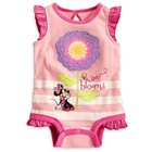 MINNIE MOUSE CUDDLY BODYSUIT BABY 12/18 MOS EMBROIDERED FLOWER APPLIQUE RUFFLES