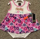New LOVE HARLEY DAVIDSON Baby Girls Size 18 Months Onesie Dress Creeper Sparkly