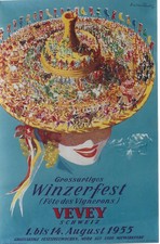 Original vintage poster VEVEY SWISS WINE FESTIVAL 1955