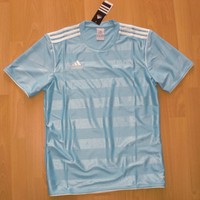 adidas RETRO SPORT FREIZEIT T-SHIRT JERSEY FUSSBALL SOCCER TRIKOT HELLBLAU NEU