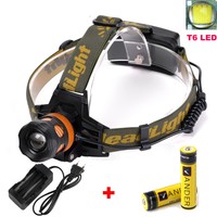XML T6 LED Kopflampe 6000Lm Zoomable LED Stirnlampe Headlight + 2x 18650