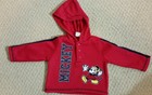 Disney 3-6 Month Infant Hooded Red Sweatshirt Mickey Mouse Football Fleece Lined